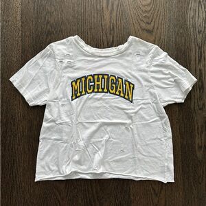 University of Michigan Cropped Distressed Retro Brand Tee - Size M